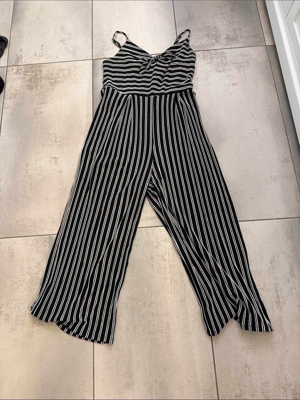 Xhilaration Black & White Striped Wide-Leg Jumpsuit